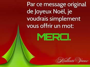 Cartes de Noël personnalisées: Par ce message original de Joyeux Noël, je voudrais simplement vous offrir un mot: MERCI.