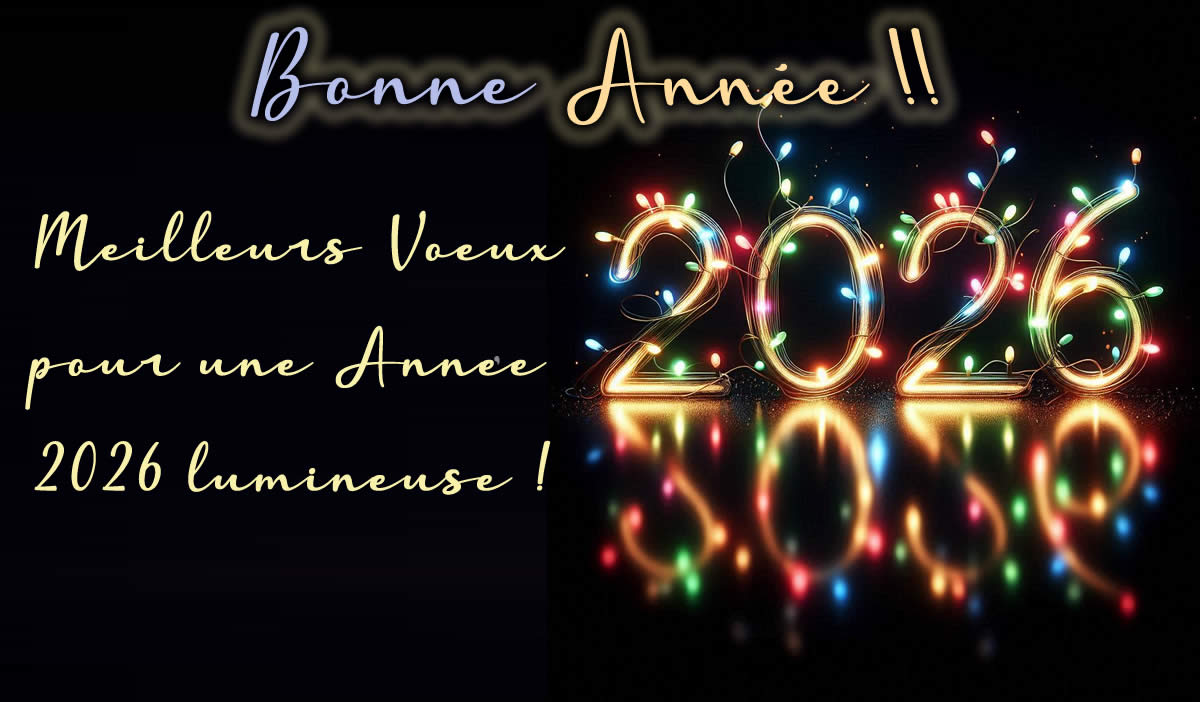 Image de 2026 illuminée avec des lumières de Noël, les meilleurs voeux de bonne année et l’espoir d’un avenir lumineux.